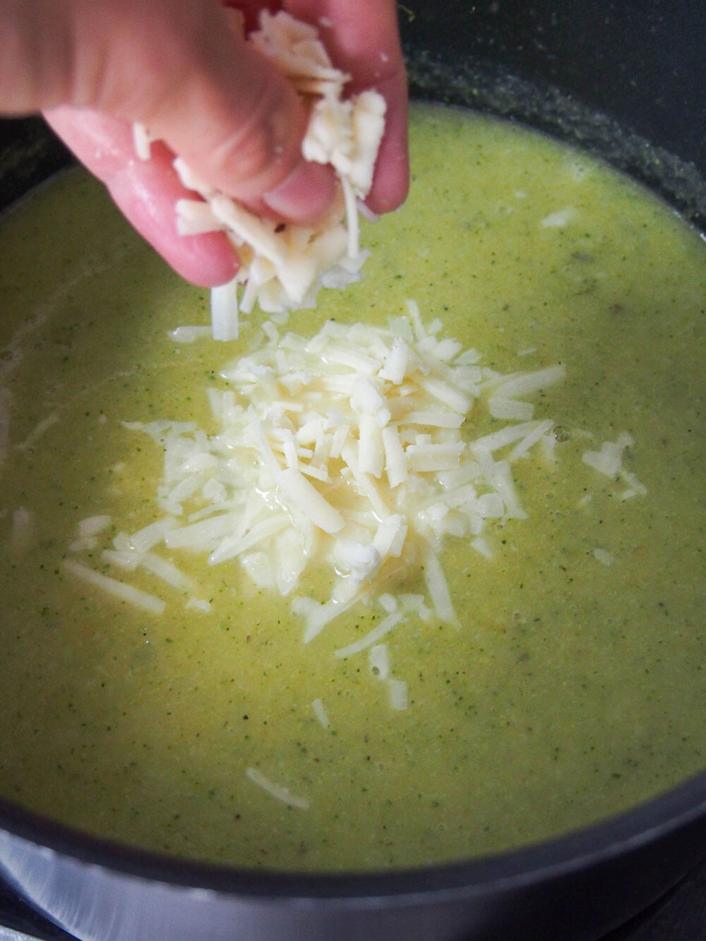 adding cheddar to pumpkin broccoli soup