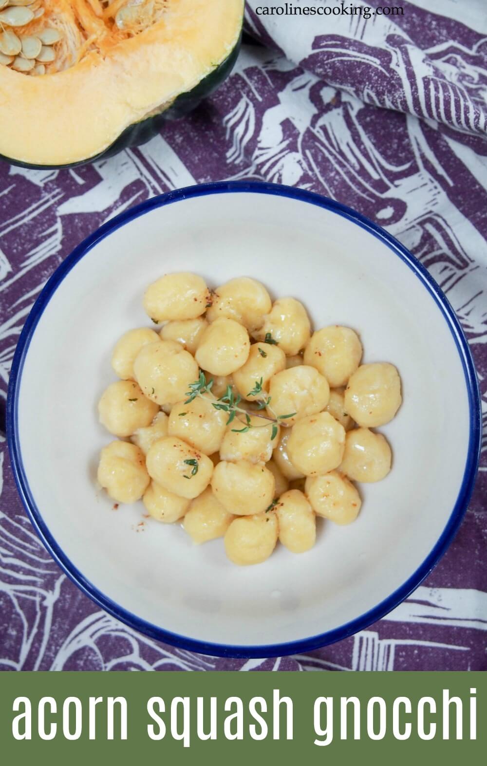 Gnocchi are perfect comfort food and these acorn squash gnocchi are some of the best: deliciously savory, light, pillowy & flavorful. A great taste of fall! #homemadegnocchi #acornsquash 