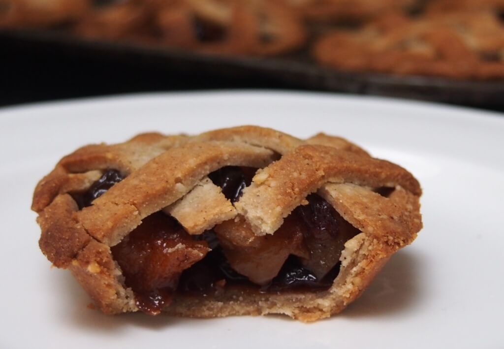 gluten free mince pie with bite out of it