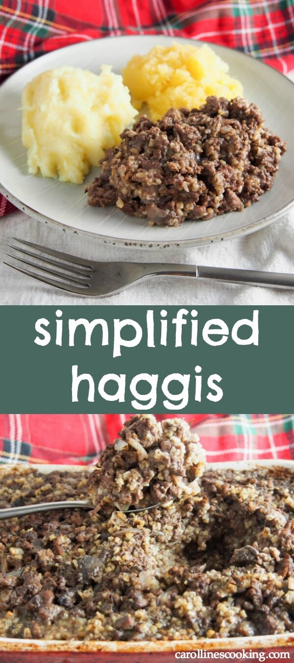 Whether you're craving haggis but can't find it, or are vaguely tempted to try it but a little unsure, this simplified recipe is for you. All the flavors of the classic Scottish dish with easier to find (and more familiar) ingredients. #haggis #burnsnight #scottishfood