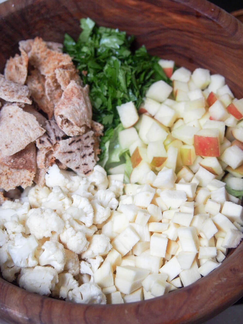 ingredients in piles in bowl ready to mix