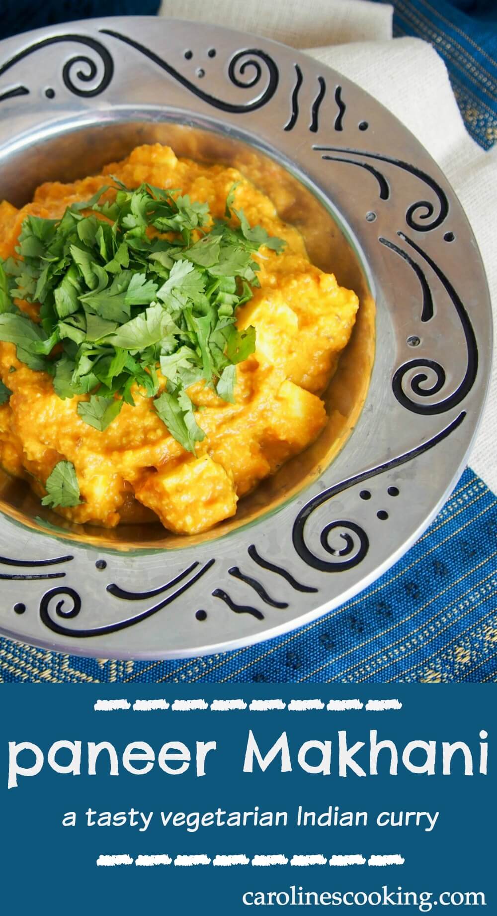 This tasty paneer Makhani is made with tomatoes, cream, cashews and spices. Quick to make and thoroughly delicious, it's a vegetarian curry all will love. #vegetarian #paneer #indian #curry