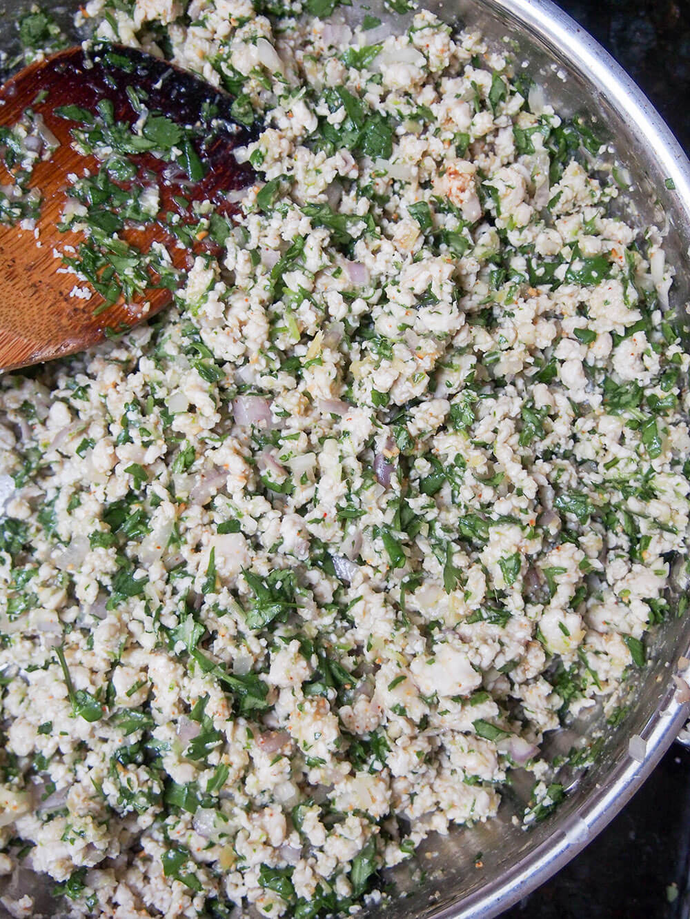 Larp mixture in skillet