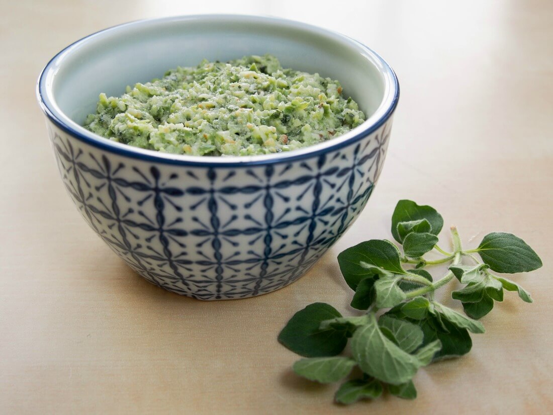 green bean and oregano pesto