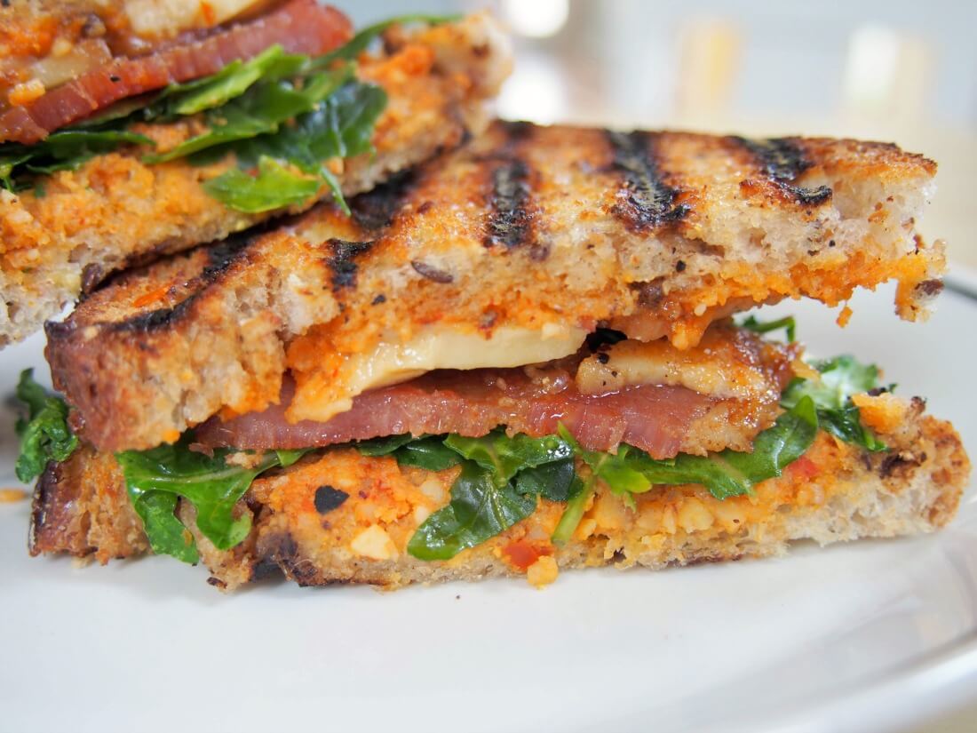 romesco and bacon grilled cheese
