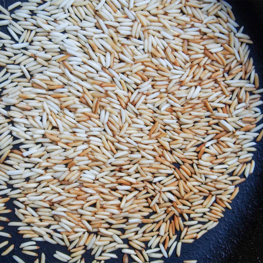 toasting rice for Larp (larb gai, Thai/Laos chicken salad)