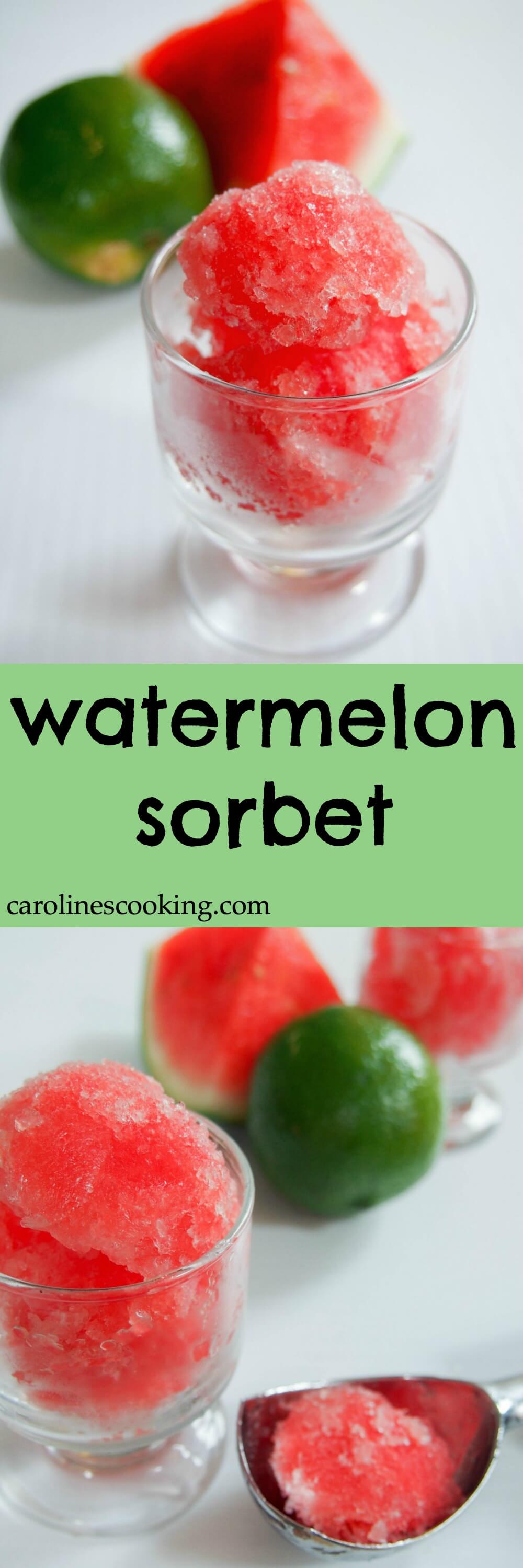 This watermelon sorbet is a refreshing and delicious frozen treat. Perfect for your Cinco de Mayo celebration or any excuse to enjoy. As a bonus, it's really easy to make!