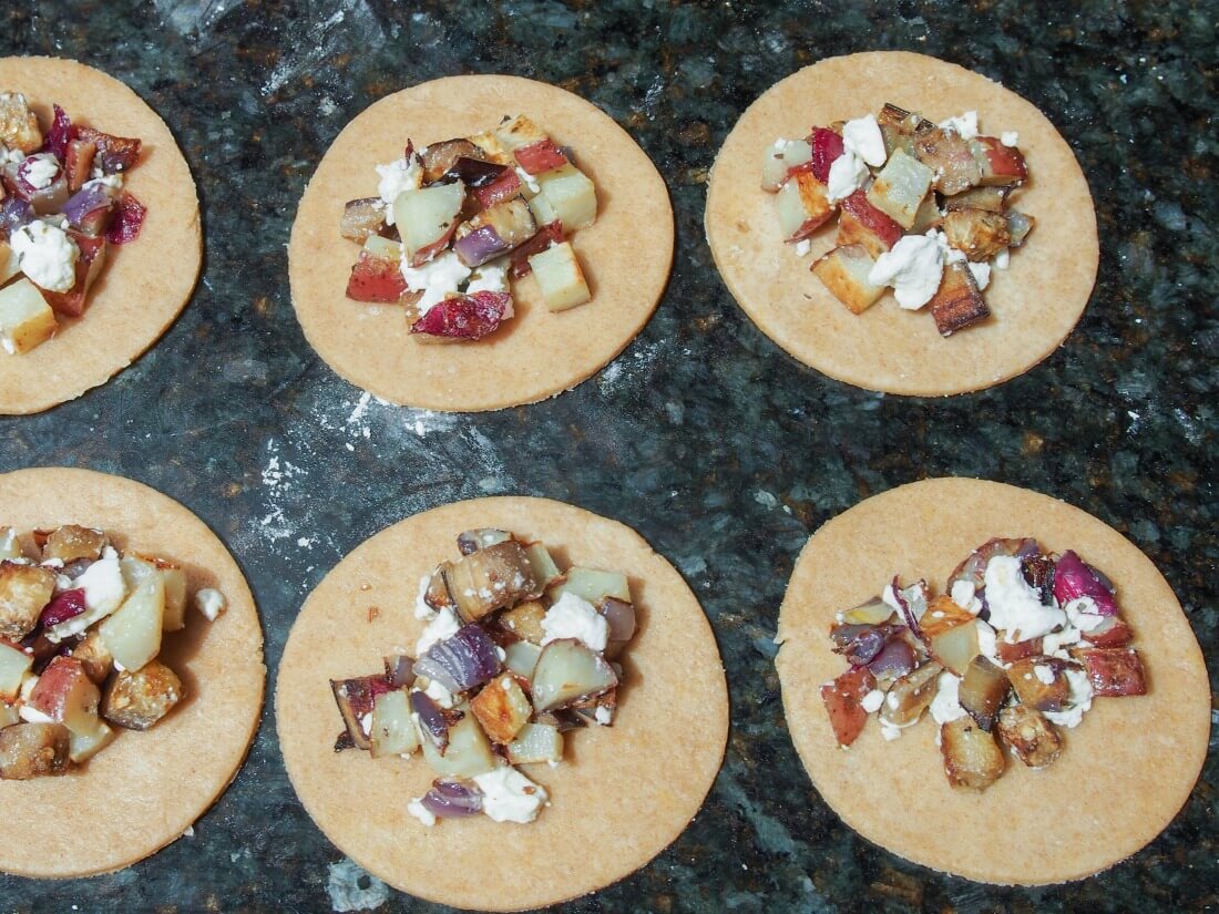 filling Greek-ish vegetable empanadas