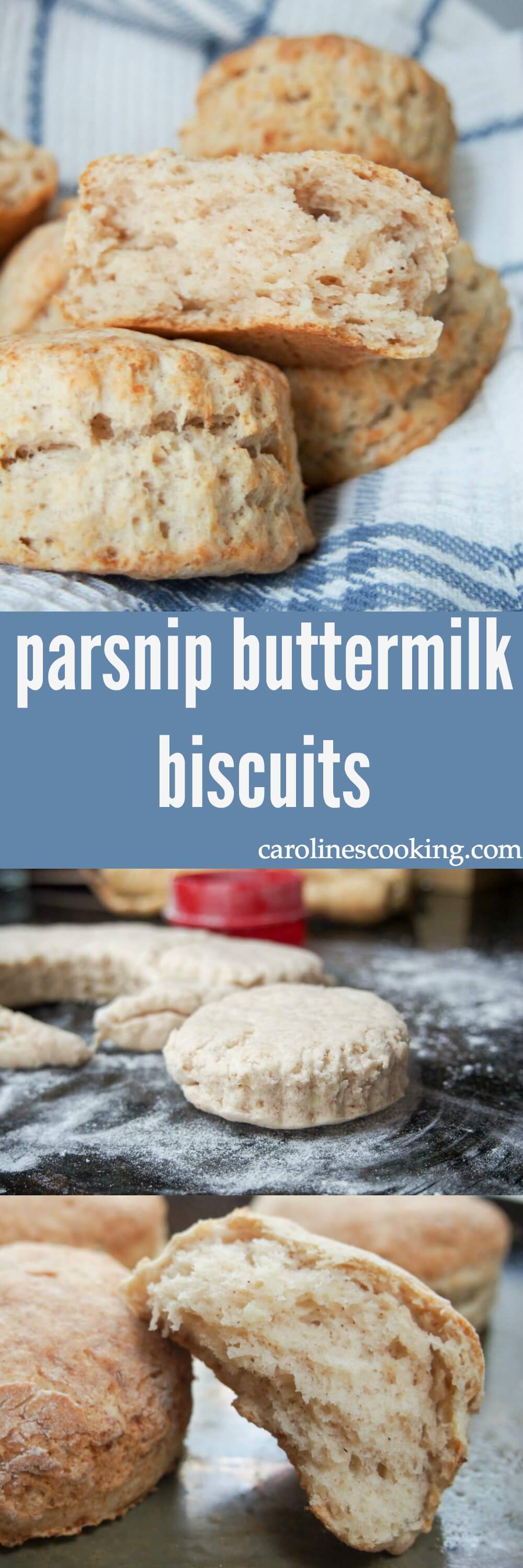 These parsnip buttermilk biscuits are a twist on the more traditional versions. Slightly sweet and fluffy, they go perfectly with Southern food (or just snack on them!).