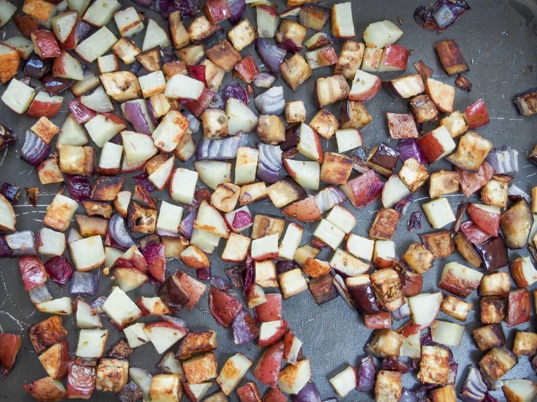roasted veg for Greek-ish vegetable empanadas