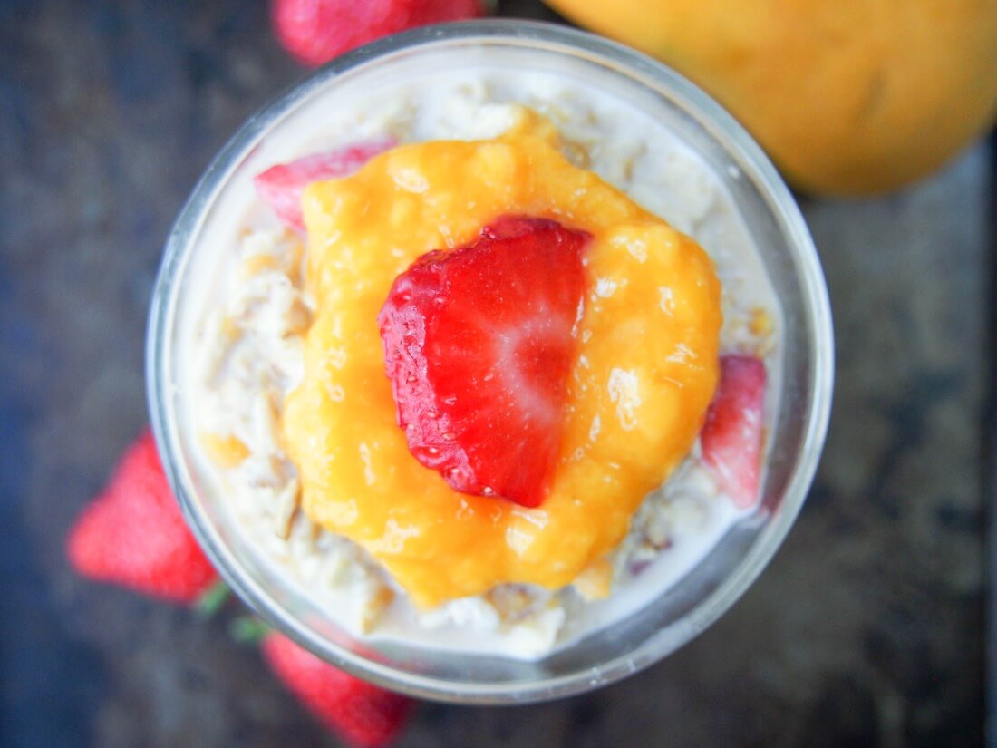 mango and strawberry overnight oats
