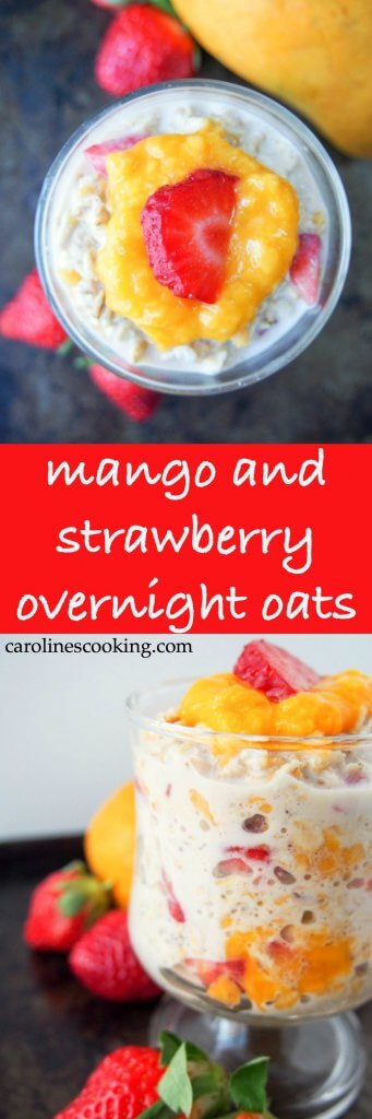 This mango and strawberry overnight oats is the perfect light breakfast for warmer weather. Deliciously smooth, creamy, fresh & fruity. And so easy to make! #breakfast #overnightoats #oats #mango This mango and strawberry overnight oats is the perfect light breakfast for warmer weather. Deliciously smooth, creamy, fresh & fruity. And so easy to make!