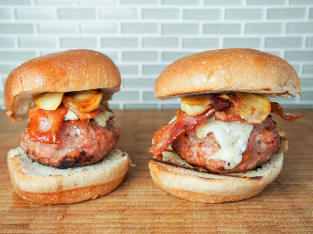 This maple turkey burger is served with delicious cheddar, bacon and apple. Fantastic flavors, easy to make, you'll have everyone wanting more.
