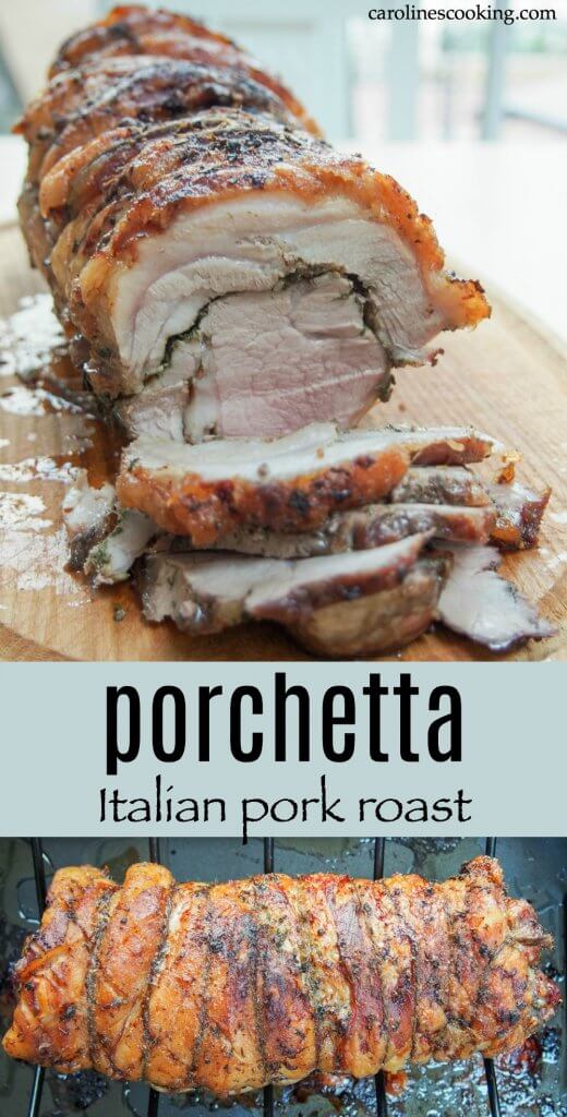 Porchetta is a classic Italian pork roast, that's just as great in sandwiches as it is served up with roasted vegetables and greens. Left to infuse with herbs, fennel and salt overnight, the flavor is delicious, the fat crisp. So good! #pork #roast #italian #christmas 