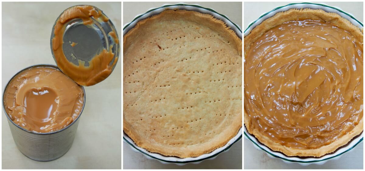 dulce de leche, pastry base then dulce de leche in base