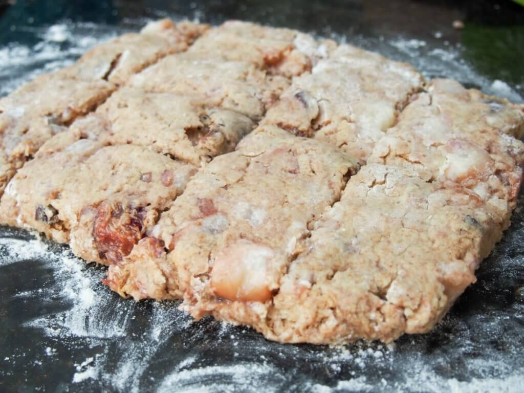 making roast pear and fig scones