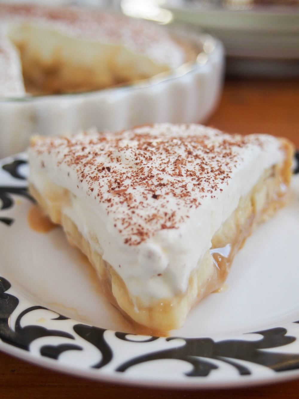 banoffee pie slice seen from tip end
