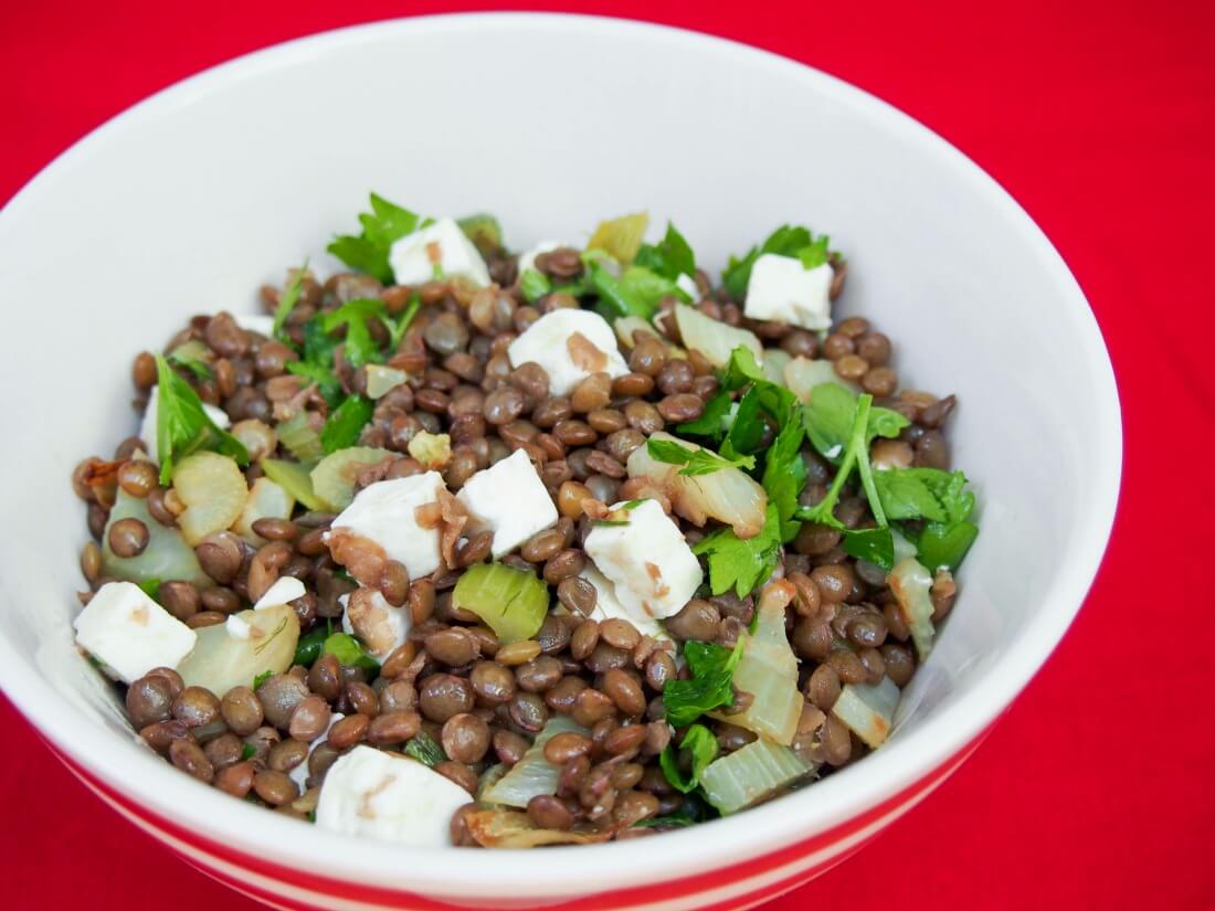 French lentil salad with feta, fennel and celery