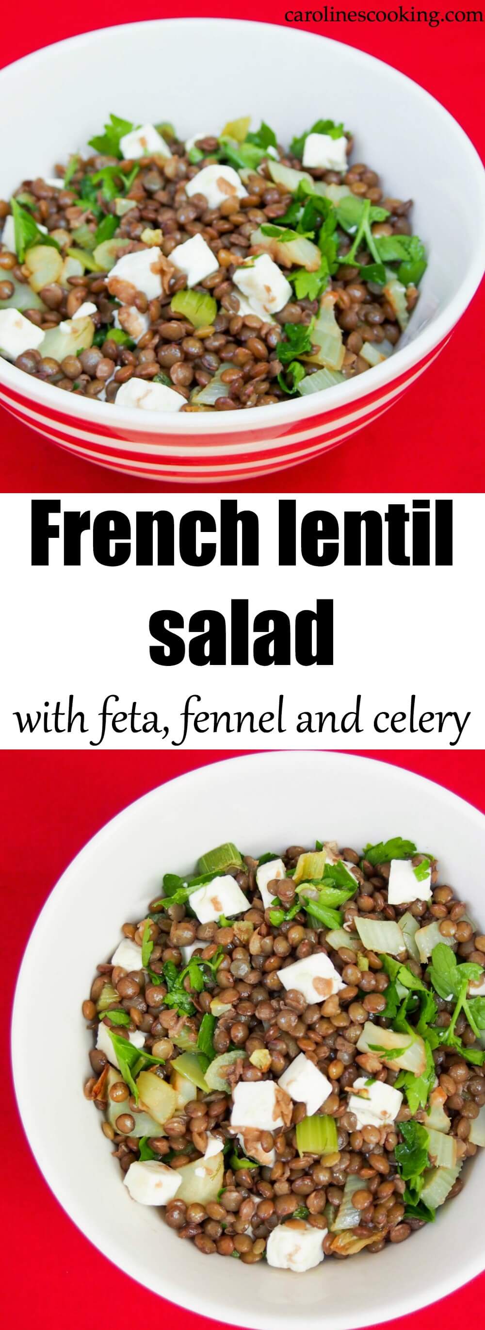 This French lentil salad with feta, fennel and celery is aromatic and flavorful. Making a hearty & healthy lunch, or side, it's also easy to make. Delicious This French lentil salad with feta, fennel and celery is aromatic and flavorful. Making a hearty & healthy lunch, or side, it's also easy to make. Delicious