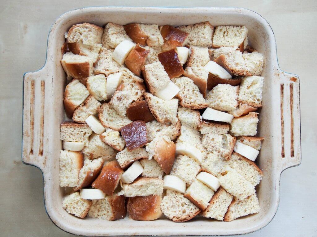 making baked banana French toast