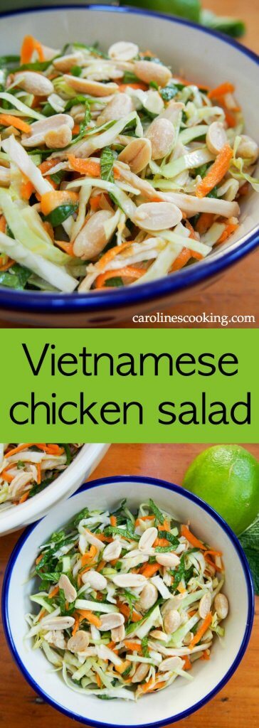 Vietnamese chicken salad is simple but delicious, a great way to enjoy leftover chicken alongside vegetables, herbs and a tasty dressing. A perfect lunch. Vietnamese chicken salad is simple but delicious - a great way to enjoy leftover chicken (or turkey) alongside vegetables, mint and a punchy Asian dressing that's perfect for your lunchbox too. #chicken #salad #thanksgivingleftovers
