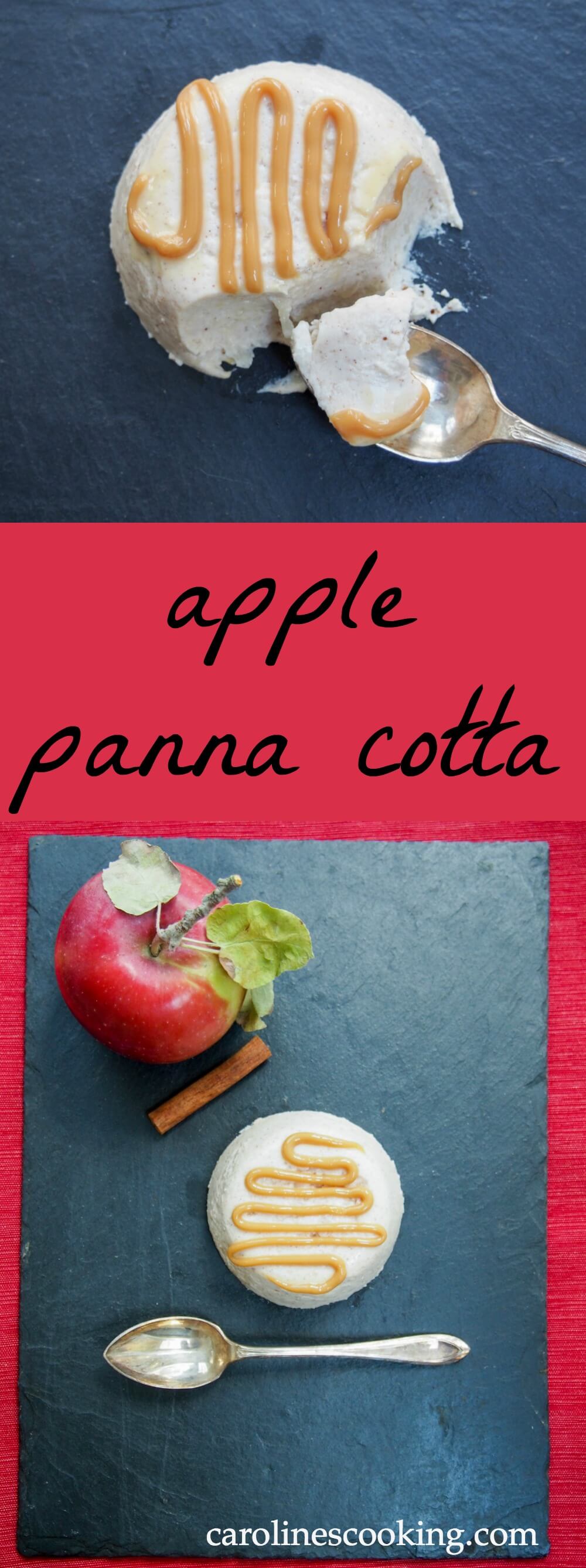 This apple panna cotta is a seasonal take on the traditional creamy Italian dessert, the subtle apple and cinnamon adding to an already delicious easy treat.