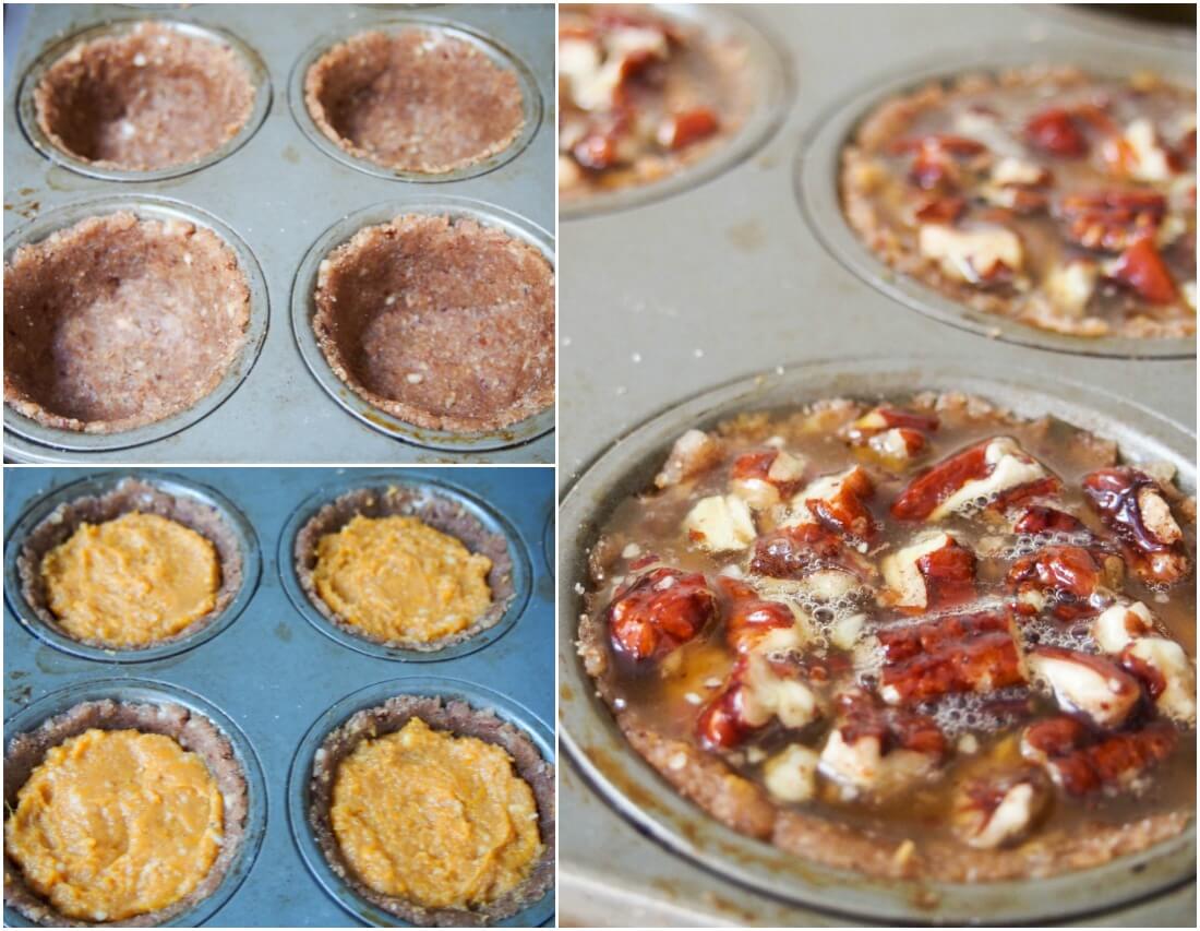 making healthier mini sweet potato pecan pie