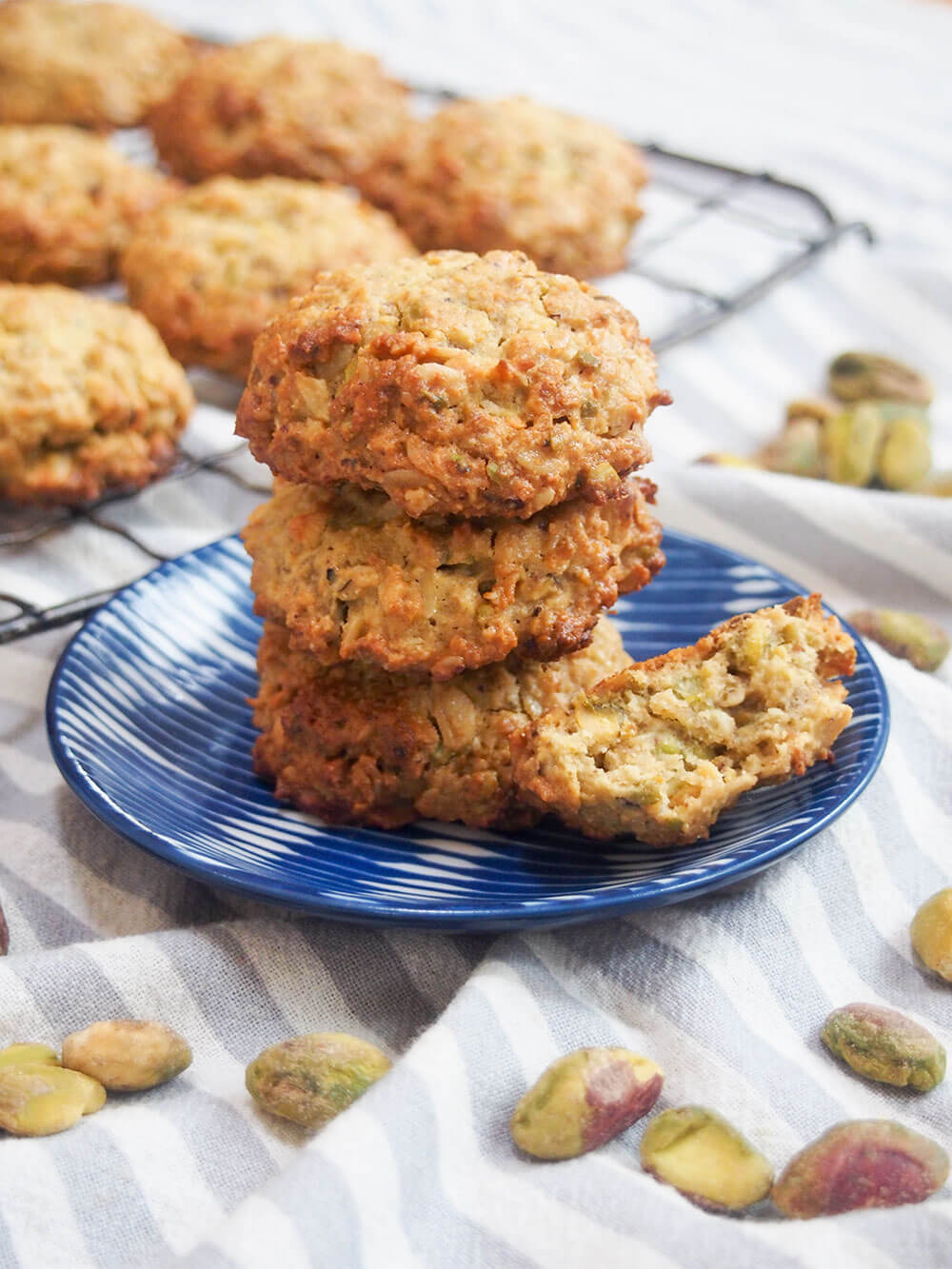 oatmeal pistachio cookies on small plate