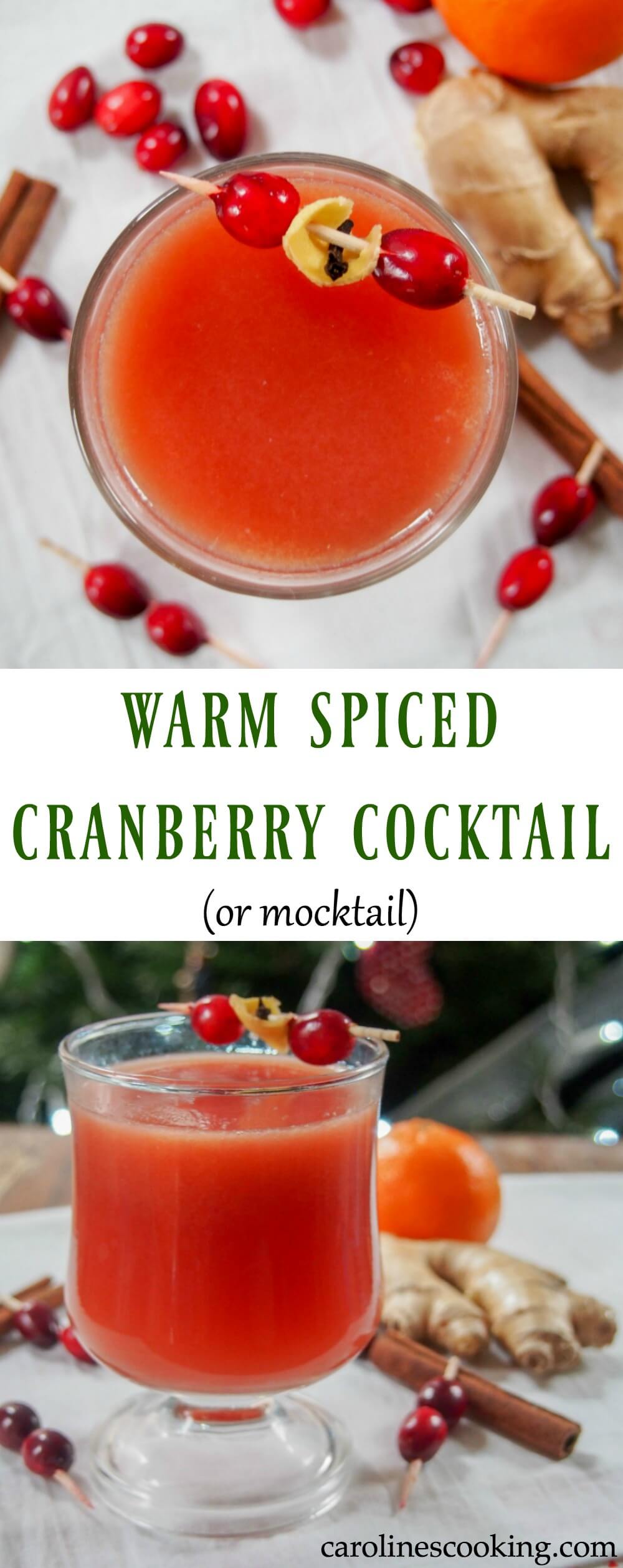 This warm spiced cranberry cocktail is easy to make but so tasty, with or without alcohol. A perfect way to get in the festive spirit and warm you through. #cocktail #cranberry