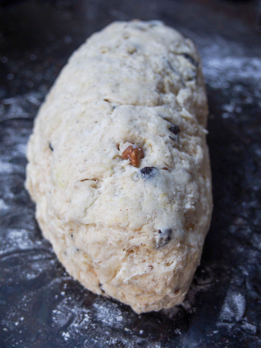 formed stollen ready to bake