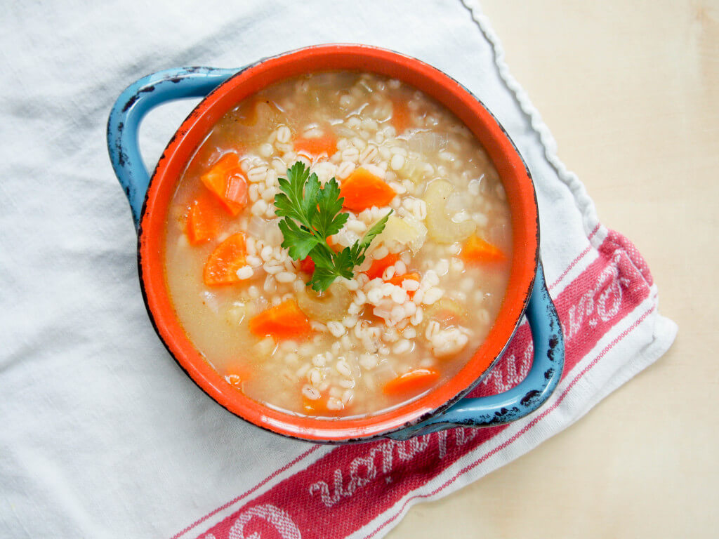 bowl of Scotch broth from overhead