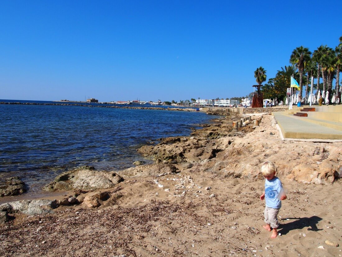 beach in Paphos Cyprus - baba ghanoush post