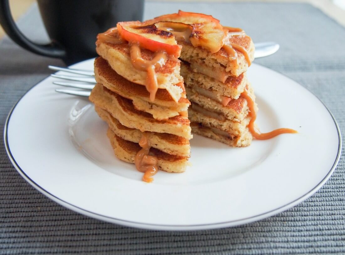 Almond flour pancakes and apple stack (GF with DF option)
