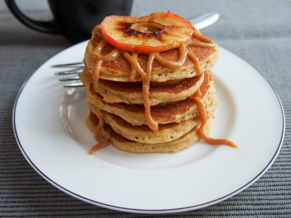 Almond flour pancakes and apple stack (GF with DF option)