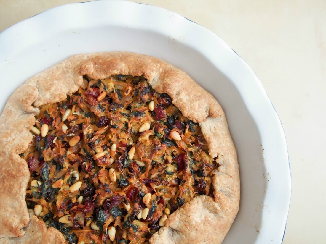 Chard and parsnip galette
