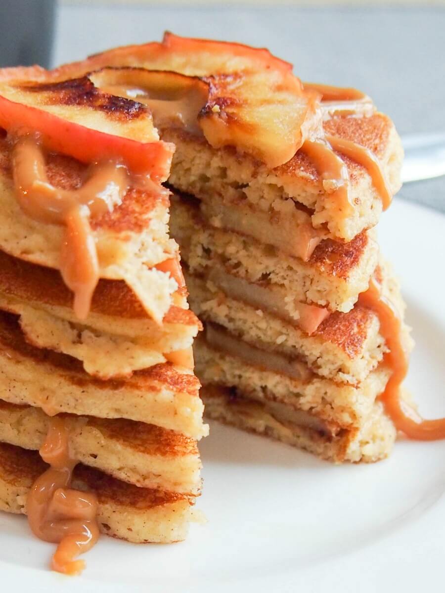 Almond flour pancakes and apple stack (GF with DF option)