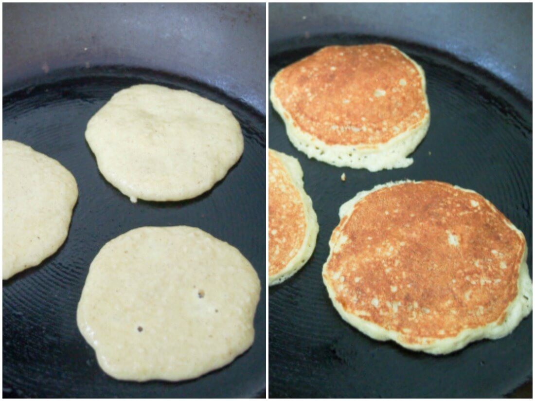 making Almond flour pancakes and apple stack (GF with DF option)