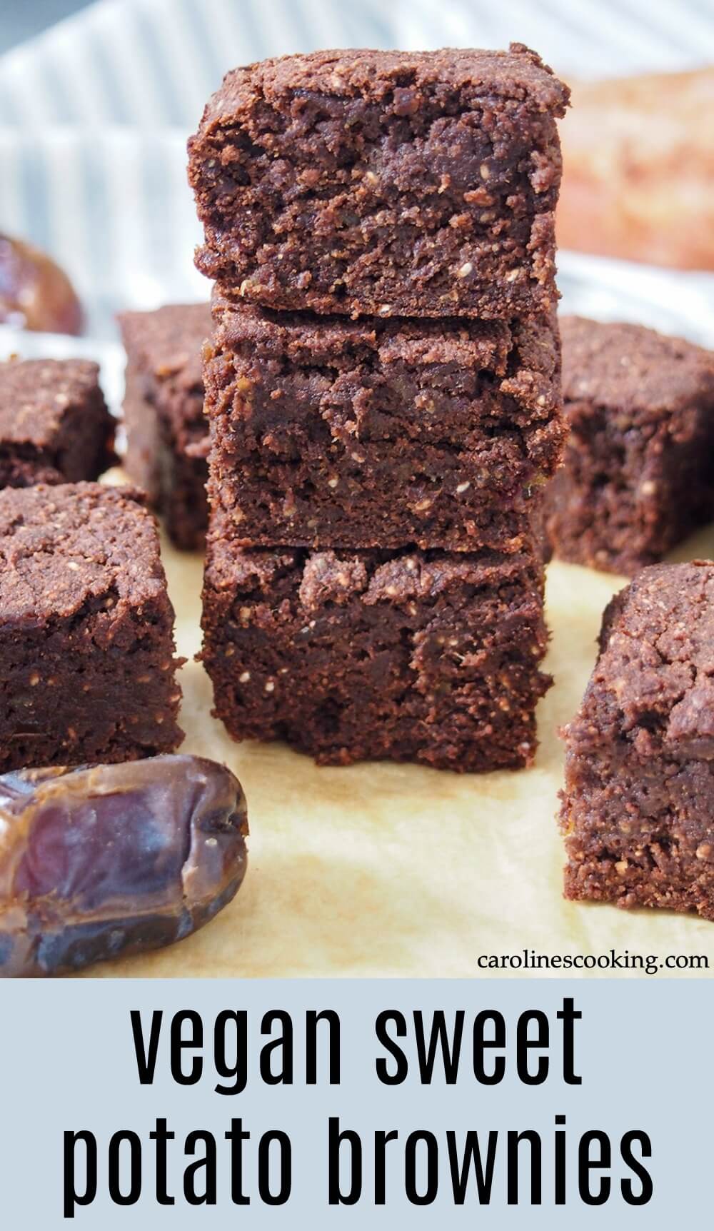 These vegan sweet potato brownies are soft, fudgy and with a delicious chocolate flavor. Plus with no refined sugar, and being gluten free, you have every excuse to enjoy more! #vegan #healthybaking #sweetpotatobrownies #healthysnack