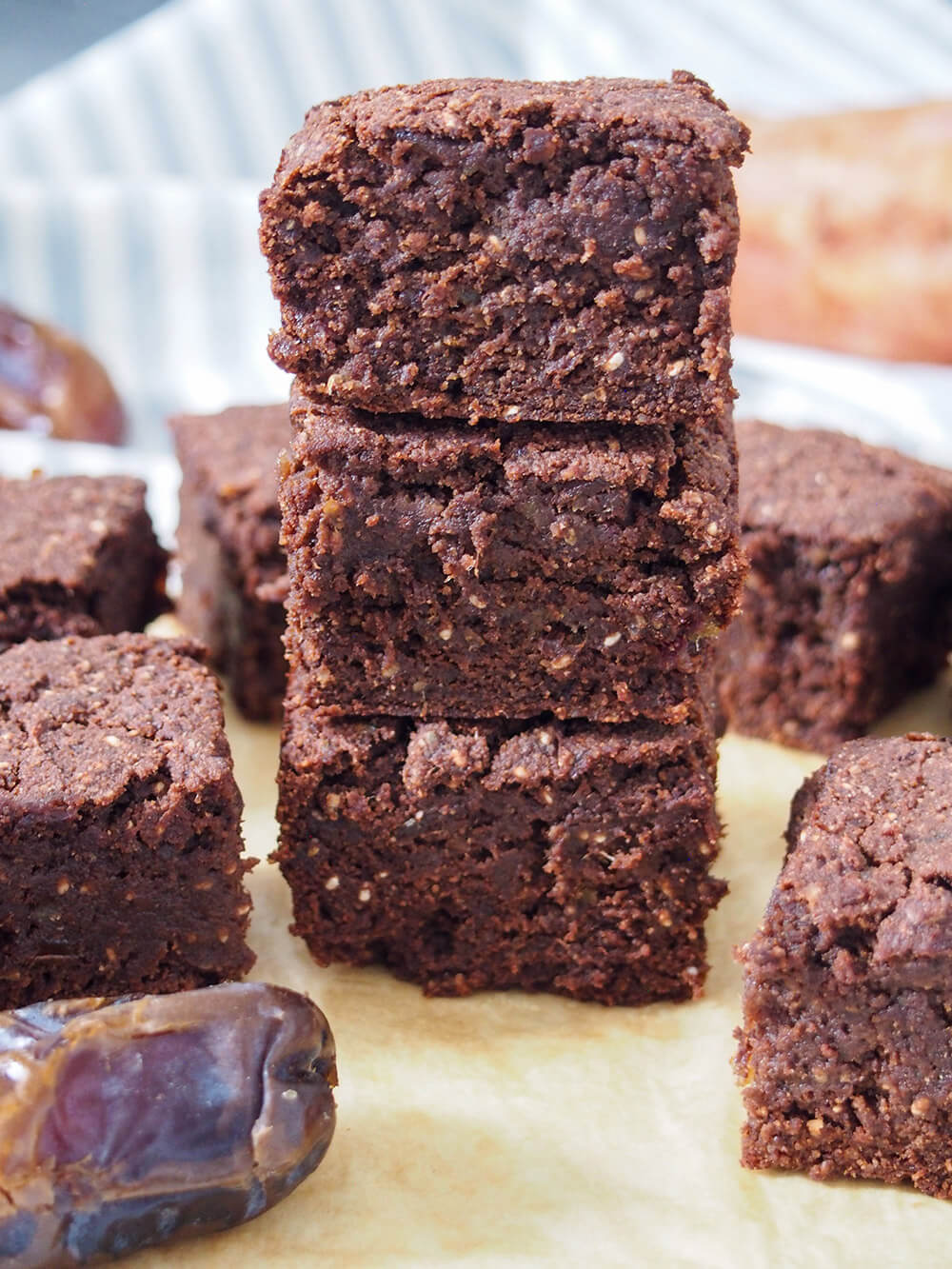 stack of sweet potato brownies