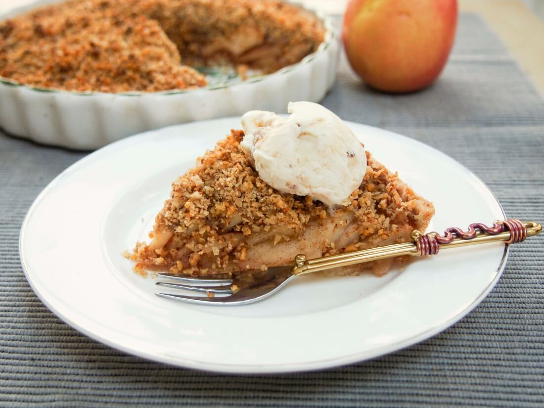 walnut crumble topped apple tart