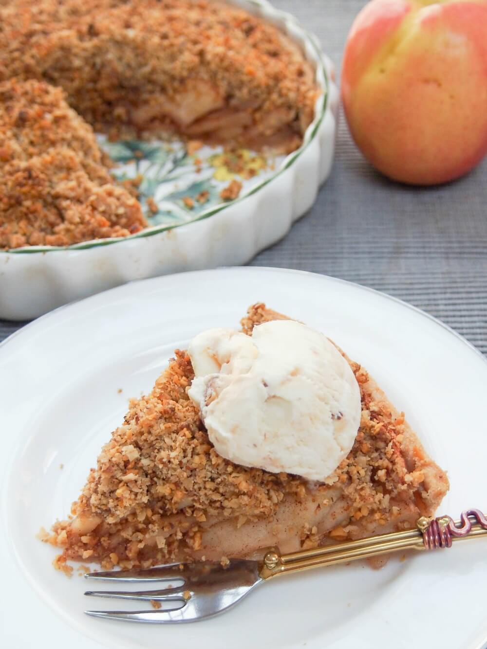 walnut crumble topped apple tart