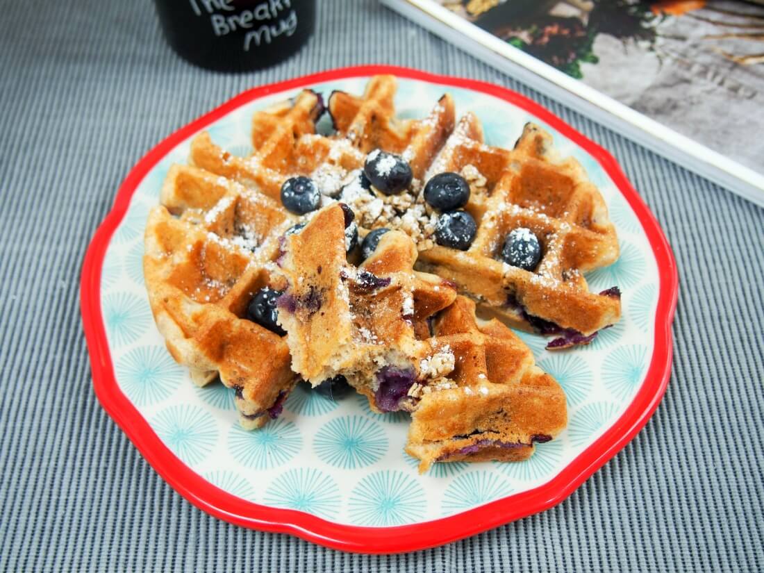 blueberry granola waffles