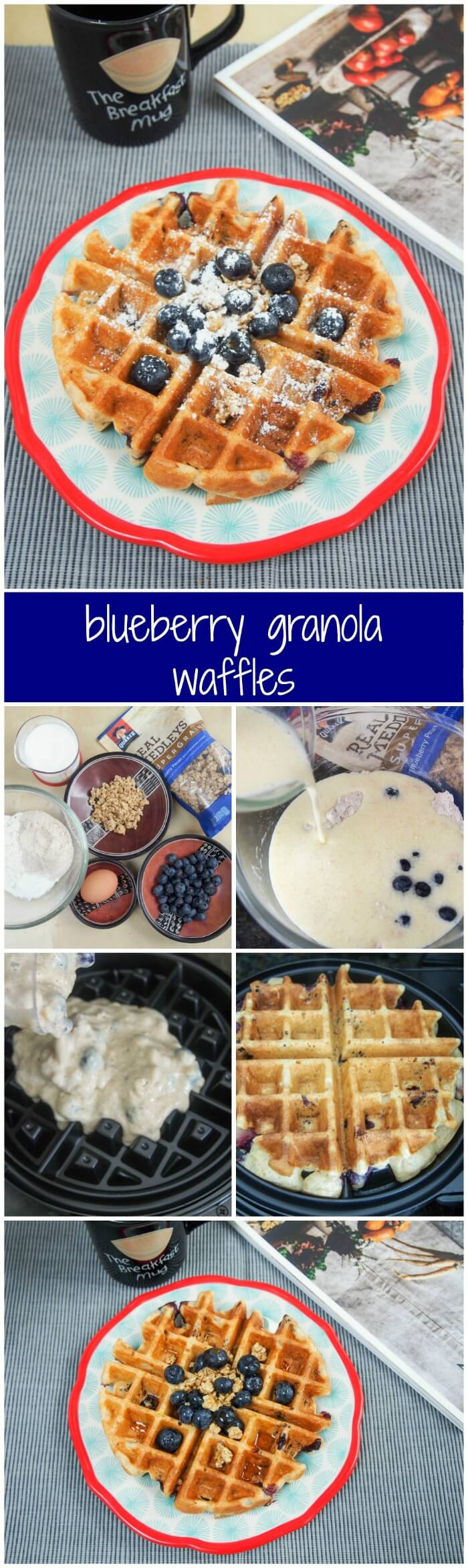 These blueberry granola waffles are a fantastic mix of flavors and textures- fruity, slightly chewy and with lots of wholegrains; a great start to any day. Breakfast recipe