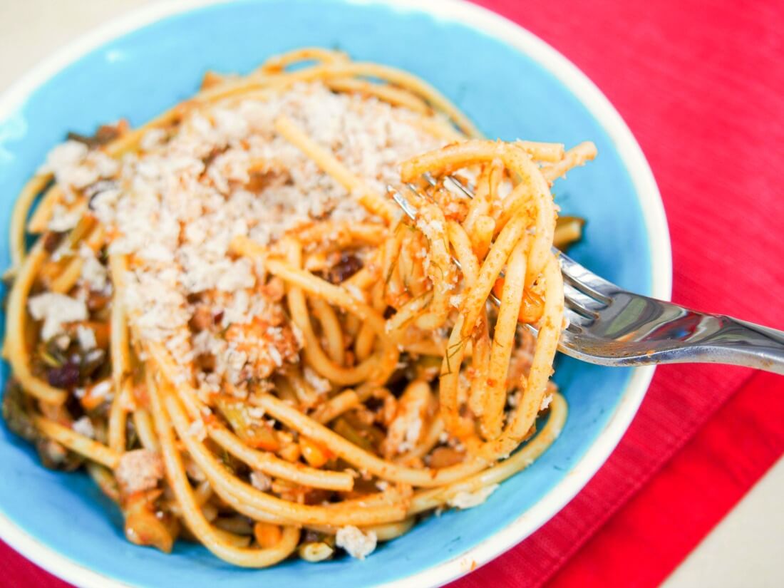 Pasta con sarde a mare - 'pasta with sardines at sea'