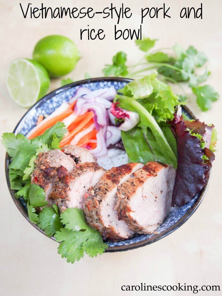 This Vietnamese-style pork and rice bowl is a perfect quick meal - easy to make, full of flavor and the leftovers make a great bahn mi sandwich. Delicious!