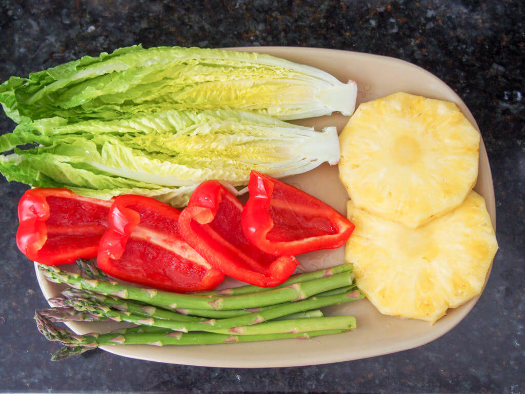 veg for Grilled pork and pineapple salad