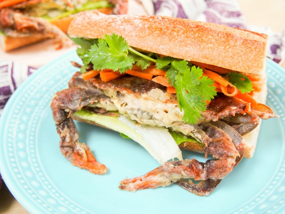 Bahn mi-style soft shell crab sandwich