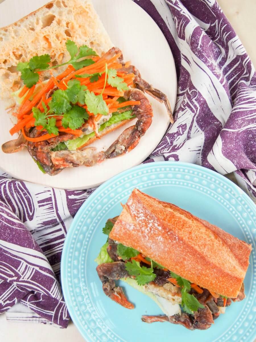 bahn mi-style soft shell crab sandwich