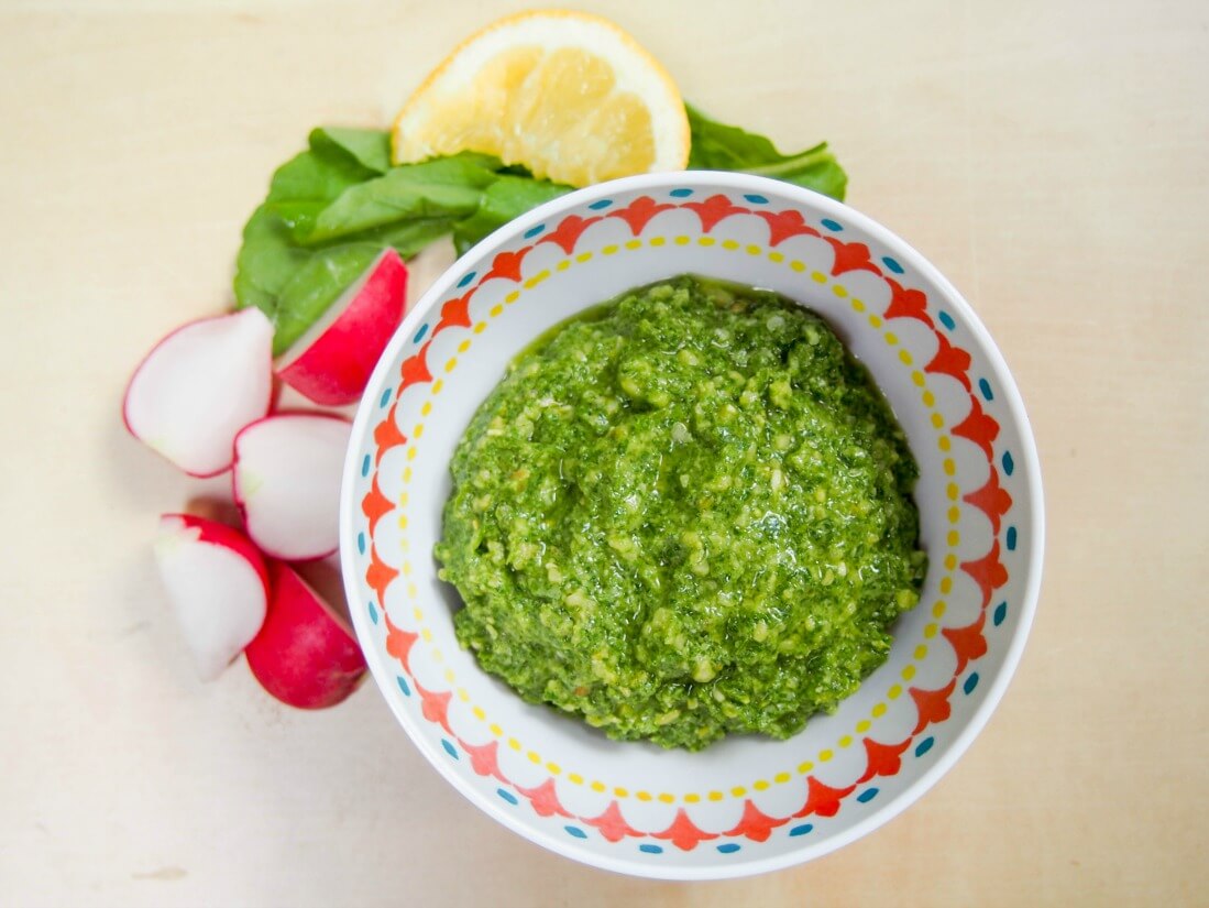 radish green pesto