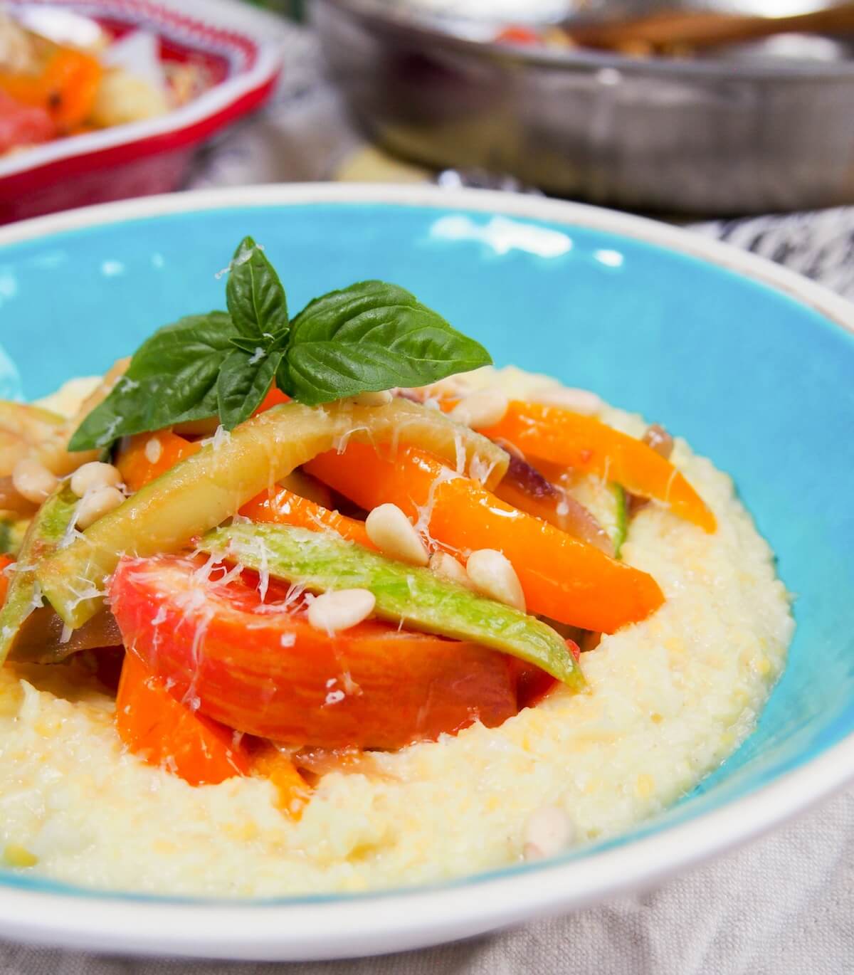 fresh corn polenta with summer vegetables